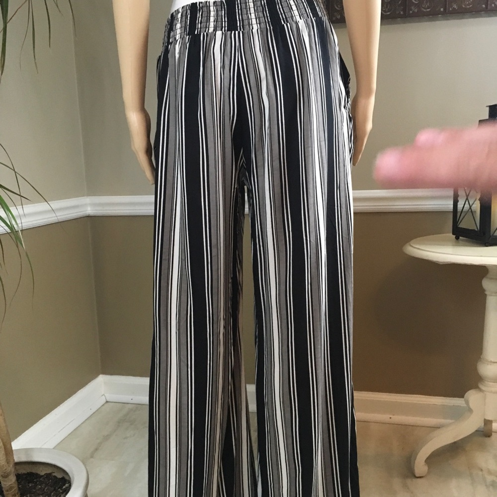 STRETCH  SMOCK WAIST WIDE LEG PANTS with POCKETS - Picture 13 of 15